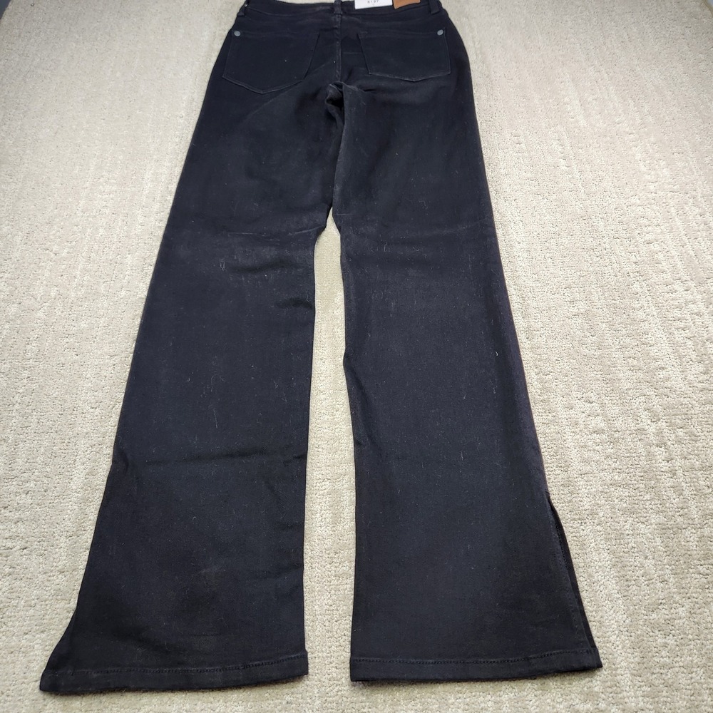 Judy Blue Jeans Women 5 27 Black Denim Straight Leg Hi Rise Stretch Split Hem - Picture 3 of 10